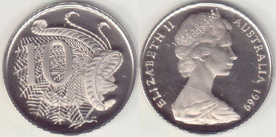 1969 Australia 10 Cents (Proof) A004508